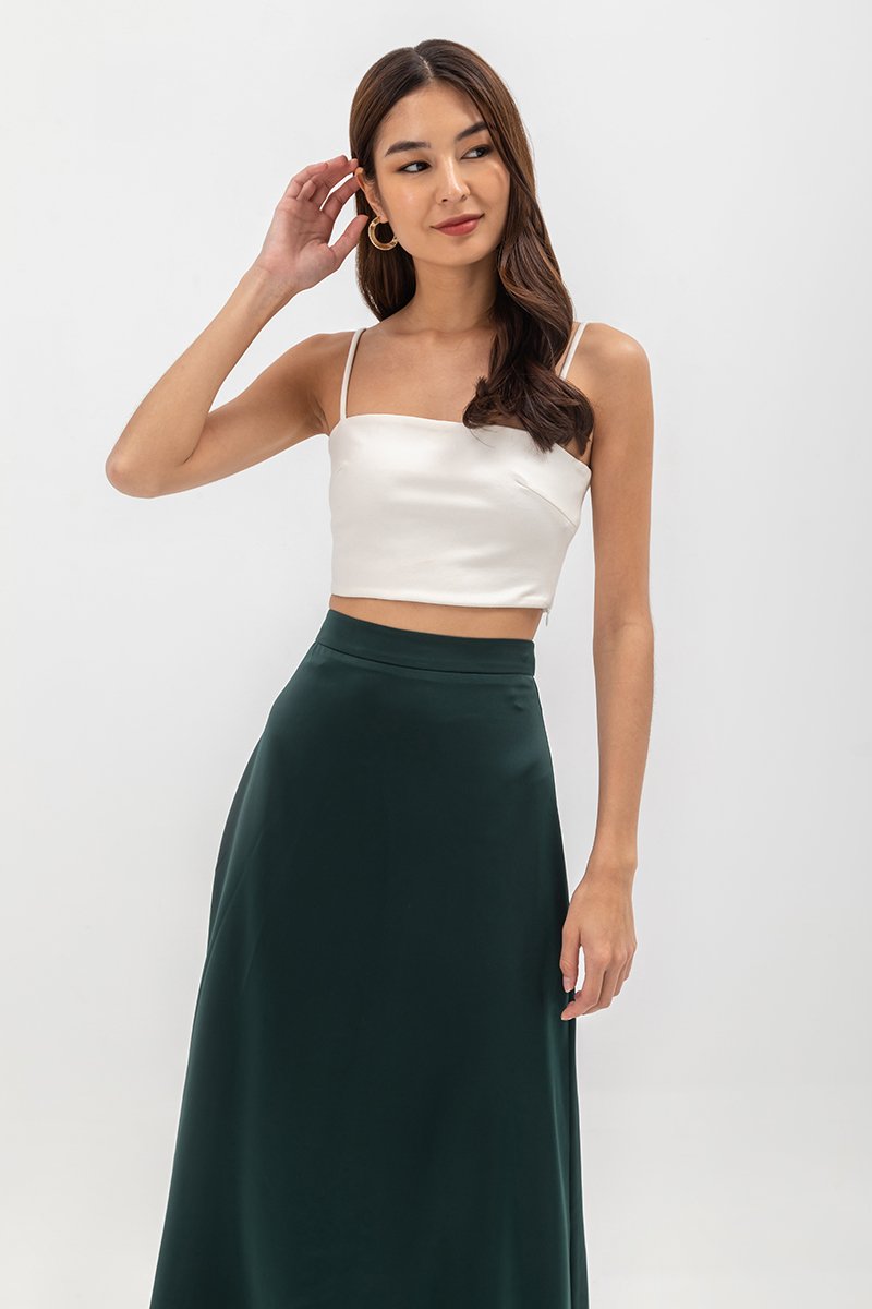 ASTER SATIN SLIP MIDI SKIRT
