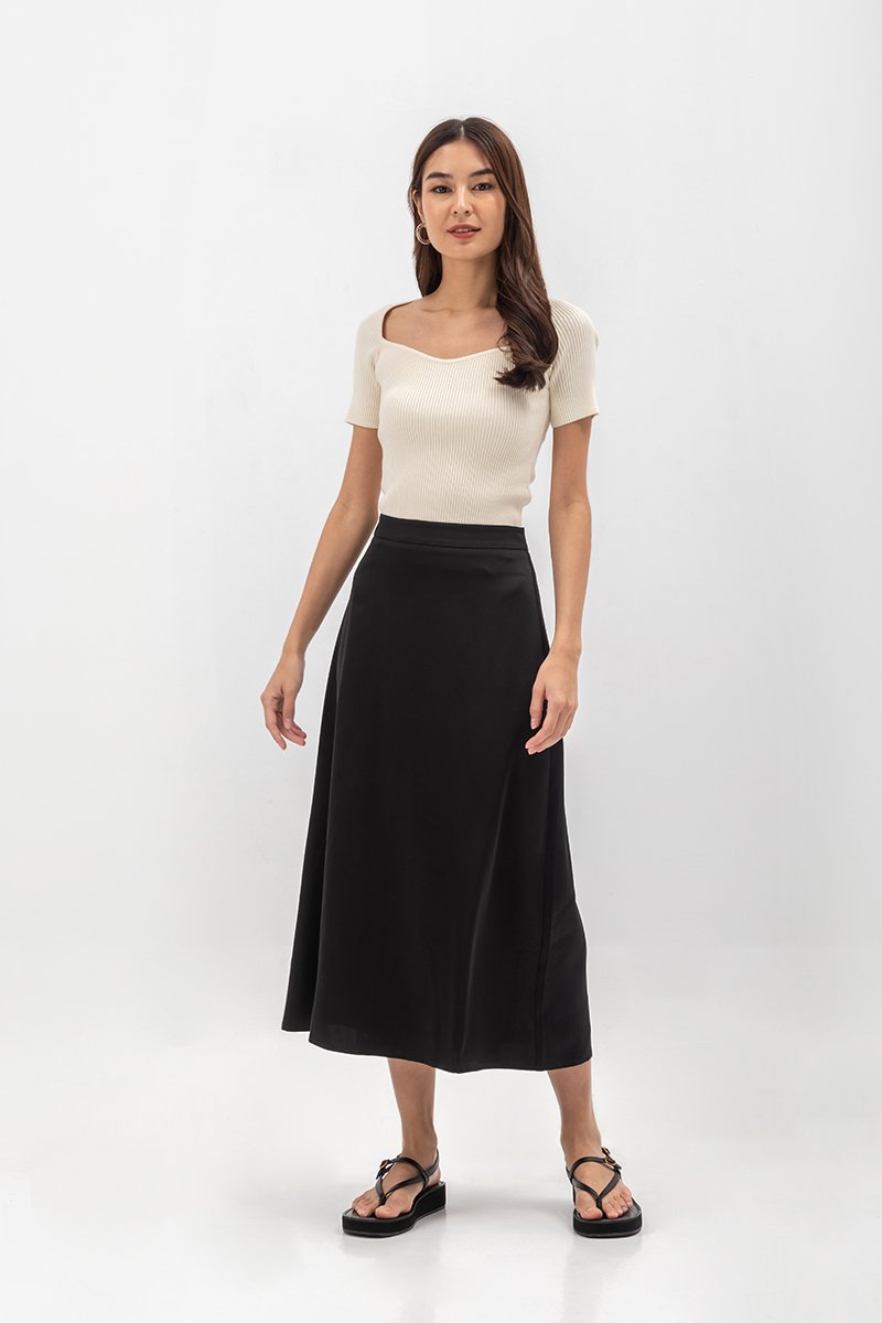 ASTER SATIN SLIP MIDI SKIRT