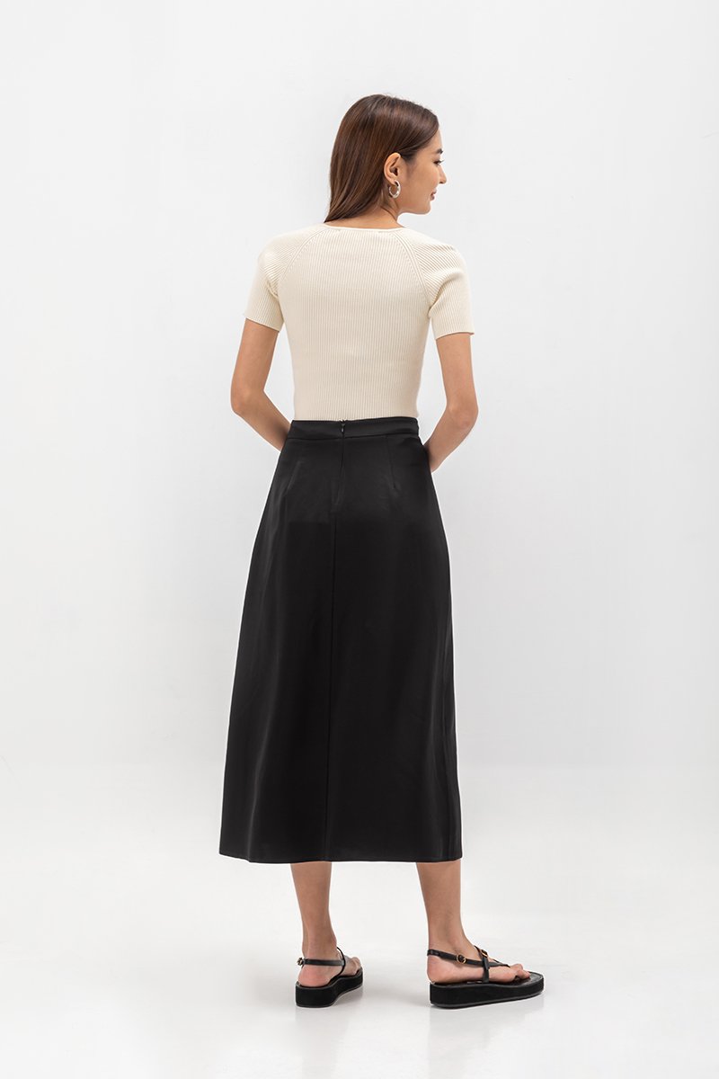 ASTER SATIN SLIP MIDI SKIRT