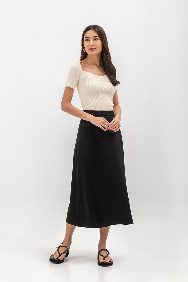 ASTER SATIN SLIP MIDI SKIRT