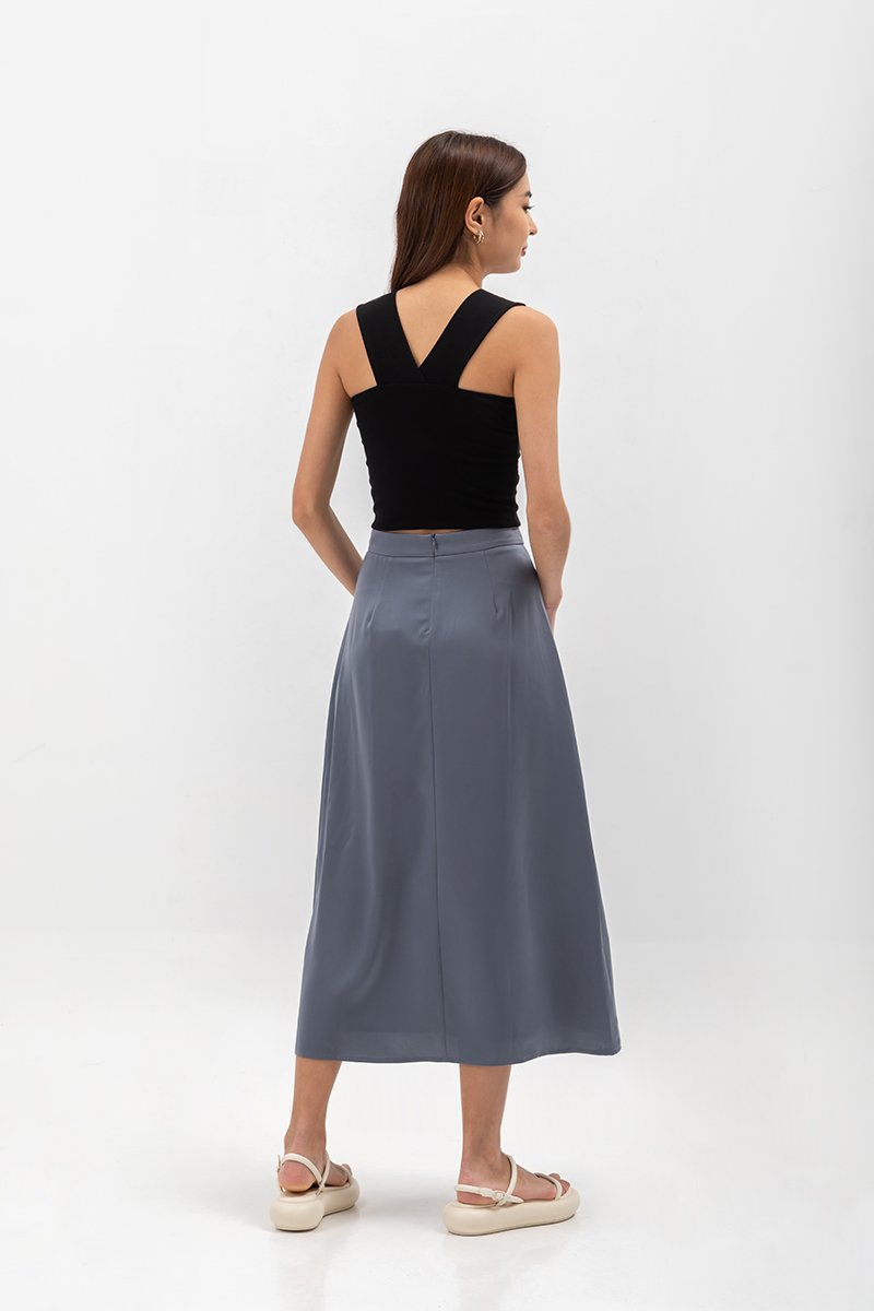 ASTER SATIN SLIP MIDI SKIRT