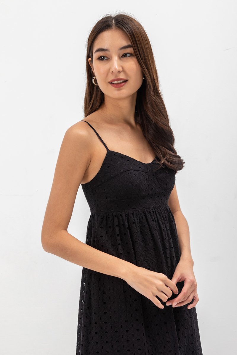 JENNIE BUSTIER EYELET MAXI DRESS