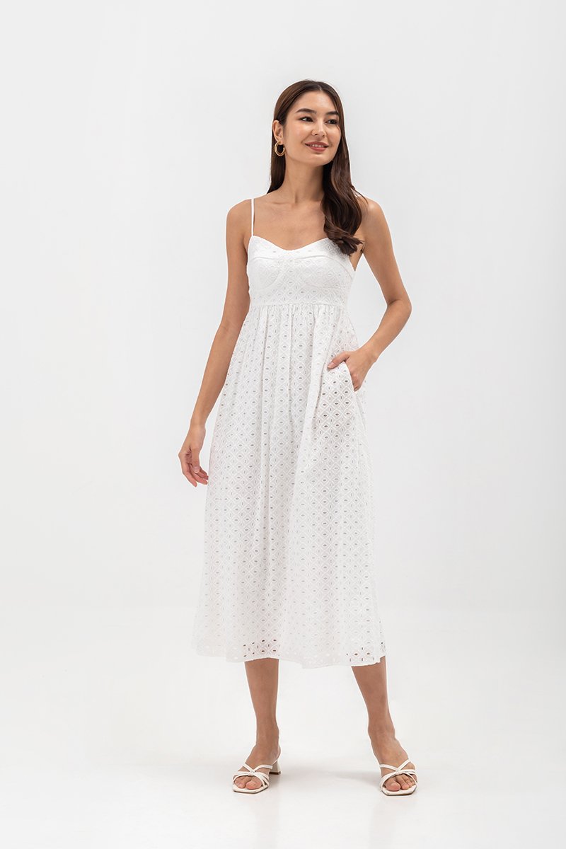 JENNIE BUSTIER EYELET MAXI DRESS