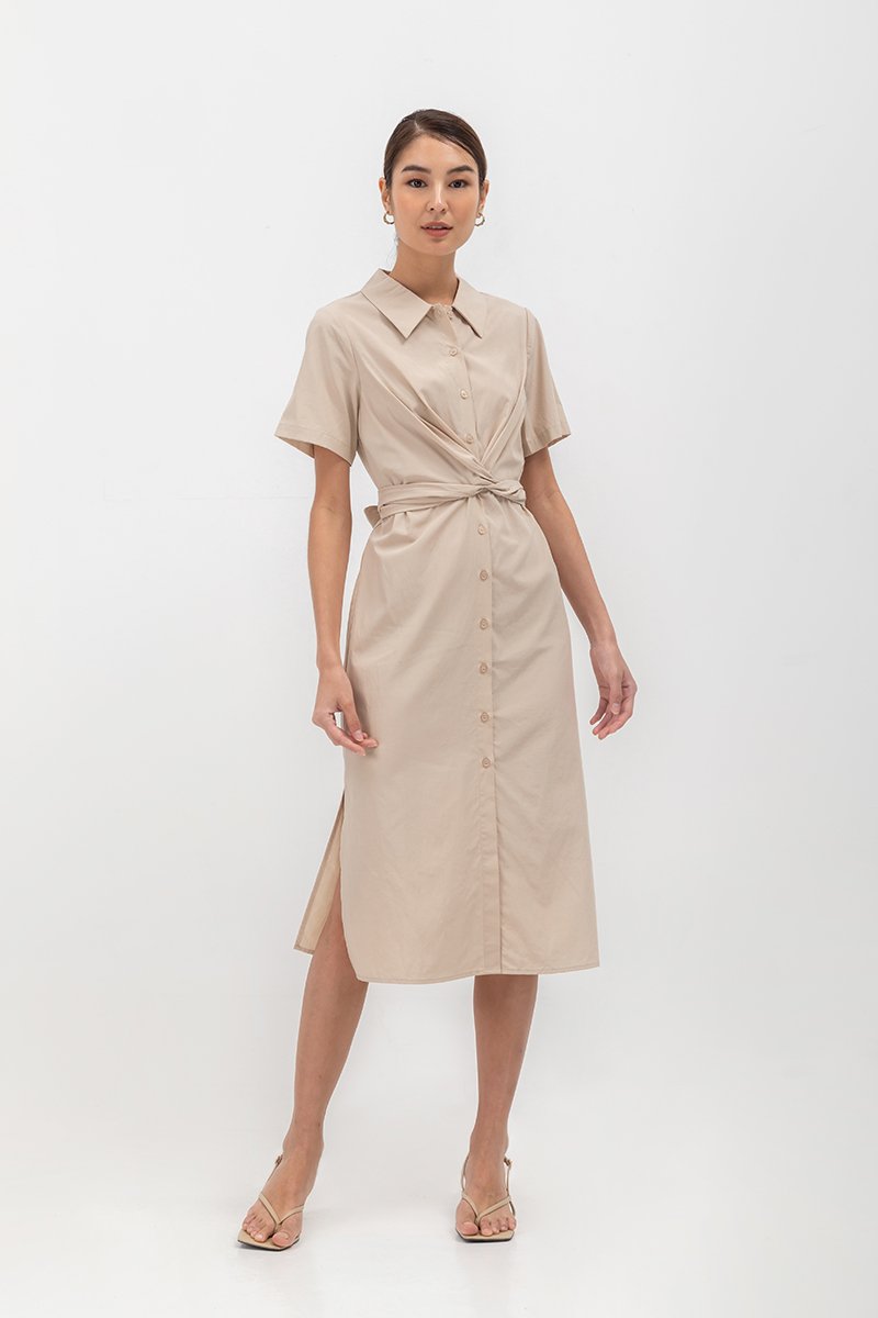 NALA TIE WAIST BUTTONDOWN DRESS