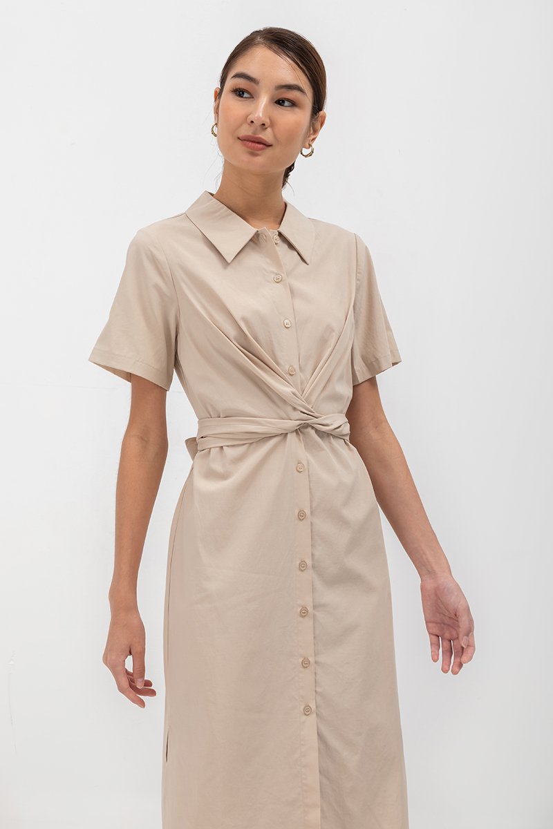 NALA TIE WAIST BUTTONDOWN DRESS