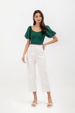 AMALIE PUFFED SLEEVES SMOCKED CROP TOP