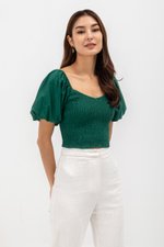 AMALIE PUFFED SLEEVES SMOCKED CROP TOP