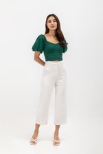 AMALIE PUFFED SLEEVES SMOCKED CROP TOP
