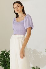 AMALIE PUFFED SLEEVES SMOCKED CROP TOP