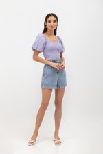 AMALIE PUFFED SLEEVES SMOCKED CROP TOP