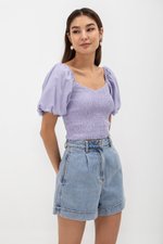 AMALIE PUFFED SLEEVES SMOCKED CROP TOP