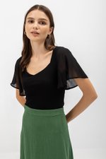 ERLINE FLUTTER SLEEVE KNIT TOP