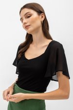 ERLINE FLUTTER SLEEVE KNIT TOP