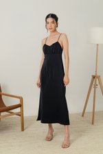 SERENA CROSSBACK SATIN MIDI DRESS