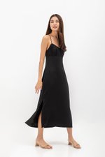 SERENA CROSSBACK SATIN MIDI DRESS