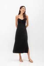 SERENA CROSSBACK SATIN MIDI DRESS