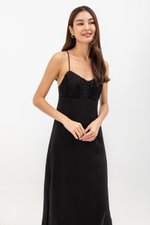 SERENA CROSSBACK SATIN MIDI DRESS