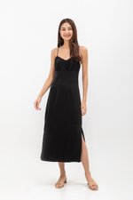 SERENA CROSSBACK SATIN MIDI DRESS