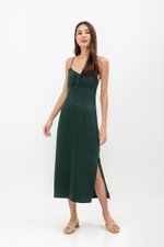 SERENA CROSSBACK SATIN MIDI DRESS