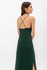 SERENA CROSSBACK SATIN MIDI DRESS