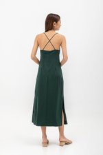 SERENA CROSSBACK SATIN MIDI DRESS
