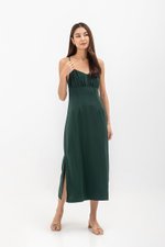 SERENA CROSSBACK SATIN MIDI DRESS
