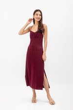SERENA CROSSBACK SATIN MIDI DRESS