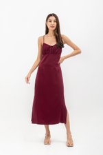 SERENA CROSSBACK SATIN MIDI DRESS