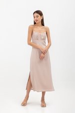 SERENA CROSSBACK SATIN MIDI DRESS