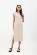 CARRIE V NECK KNIT MIDI DRESS