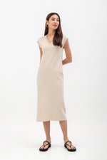 CARRIE V NECK KNIT MIDI DRESS