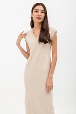 CARRIE V NECK KNIT MIDI DRESS