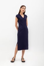 CARRIE V NECK KNIT MIDI DRESS