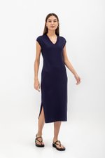 CARRIE V NECK KNIT MIDI DRESS