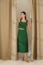 CAYLA RAW HEM FLARE MIDI SKIRT