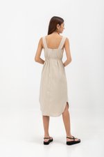 ELINA SQUARENECK ELASTIC WAISTBAND MIDI DRESS