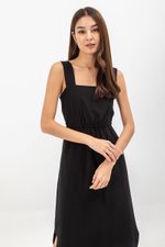 ELINA SQUARENECK ELASTIC WAISTBAND MIDI DRESS