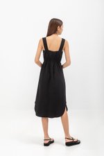 ELINA SQUARENECK ELASTIC WAISTBAND MIDI DRESS