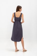 ELINA SQUARENECK ELASTIC WAISTBAND MIDI DRESS