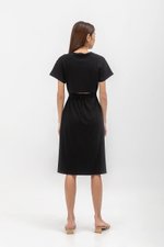 LEILANI ELASTIC BACK MIDI JERSEY DRESS