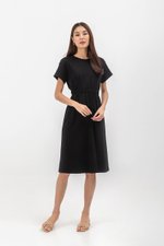 LEILANI ELASTIC BACK MIDI JERSEY DRESS