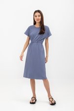 LEILANI ELASTIC BACK MIDI JERSEY DRESS