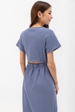 LEILANI ELASTIC BACK MIDI JERSEY DRESS