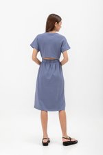 LEILANI ELASTIC BACK MIDI JERSEY DRESS