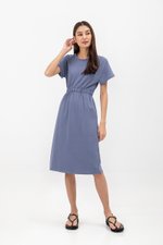 LEILANI ELASTIC BACK MIDI JERSEY DRESS