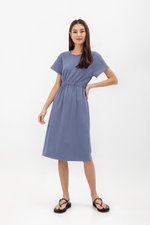 LEILANI ELASTIC BACK MIDI JERSEY DRESS