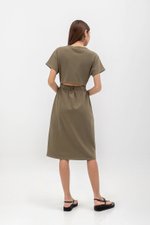 LEILANI ELASTIC BACK MIDI JERSEY DRESS