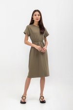 LEILANI ELASTIC BACK MIDI JERSEY DRESS