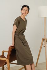 LEILANI ELASTIC BACK MIDI JERSEY DRESS