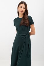 YARINA WRAP SKIRT JERSEY MIDI DRESS